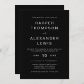 白黒シンプルタイポグラフィモダン結婚の 招待状 (正面/裏面)