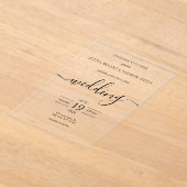 白黒シンプルタイポグラフィ結婚ズ アクリル招待状 (レイダウン)