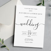 白黒シンプルタイポグラフィ結婚ズ 招待状