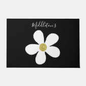 白黒シンプルデイジー金ゴールドファミリーパーソナル ドアマット (正面)