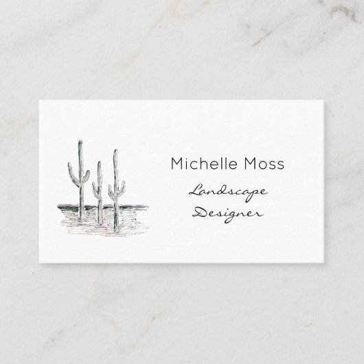 白黒シンプルデザートサボテン 名刺 (正面)