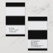 白黒シンプルトレンディーコンサルタストライプのント 名刺 (正面/裏面)