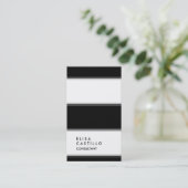 白黒シンプルトレンディーコンサルタストライプのント 名刺 (スタンド正面)