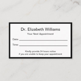 白黒シンプルドクターズオフィスアポイントメントカード 予約カード