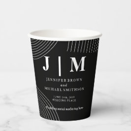 白黒シンプルドリンク結婚ズ 紙コップ