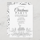 白黒シンプルハウスクリスマスパーティー 招待状 (正面/裏面)