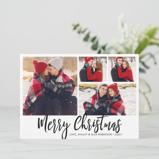 白黒シンプルバッファロープレイド4フォトコラージュ シーズンカード (スタンド正面)