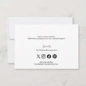 白黒シンプルビジネスロゴのソーシャルアイコン サンキューカード (裏面)