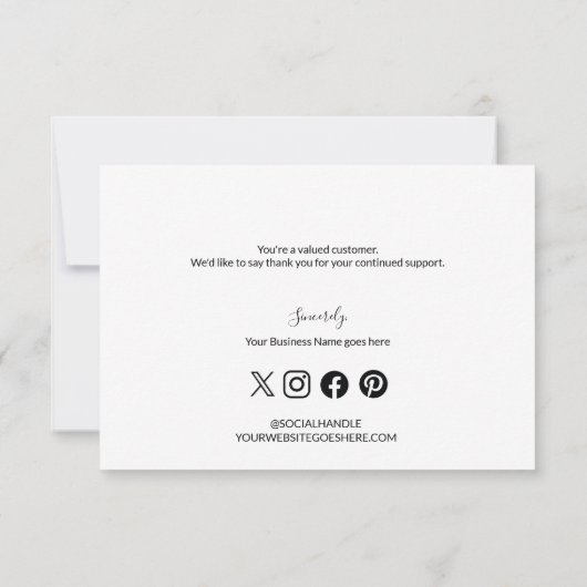 白黒シンプルビジネスロゴのソーシャルアイコン サンキューカード (裏面)