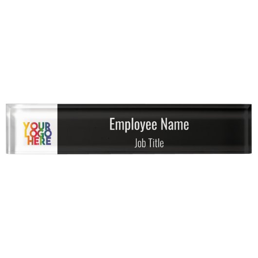 白黒シンプルビジネスロゴ デスクネームプレート (正面)