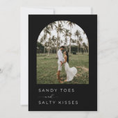 白黒シンプルビーチ結婚式日付の保存 セーブザデート (正面)