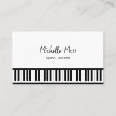 白黒シンプルピアノ音楽先生ピアニスト 名刺 (正面)