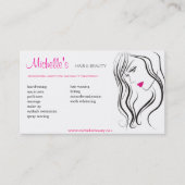 白黒シンプルピンクヘアスタイリンモダング 名刺 (正面)