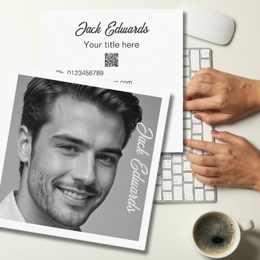 白黒シンプルフォトソーシャルメディア スクエア名刺