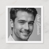 白黒シンプルフォトソーシャルメディア スクエア名刺 (正面)