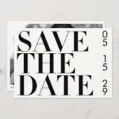 白黒シンプルフォトタイポグラフィ日付の保存 セーブザデート (正面/裏面)