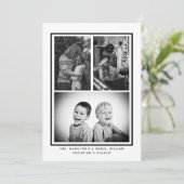 白黒シンプルフォトパーソナライズされたクリスマス シーズンカード (スタンド正面)