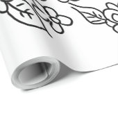 白黒シンプルフローラスケッチ ラッピングペーパー (ロールコーナー)
