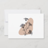 白黒シンプルフローララインア結婚ート 出欠カード (裏面)