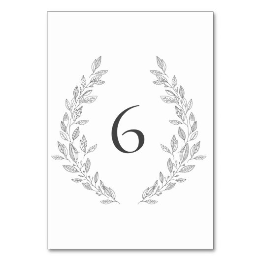 白黒シンプルフローラ枠番号表カード テーブルナンバー (正面)