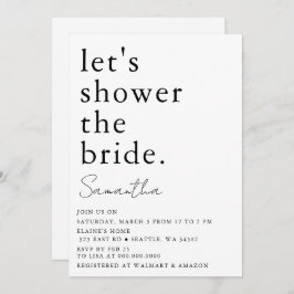 白黒シンプルブライダルシャワー 招待状