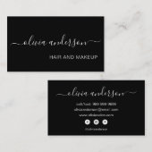 白黒シンプルヘアメイクサロン 名刺 (正面/裏面)