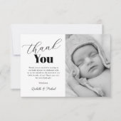 白黒シンプルベビーシャワー サンキューカード (正面)