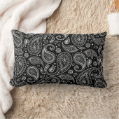 白黒シンプルペイズリープリント ランバークッション (ブランケット)