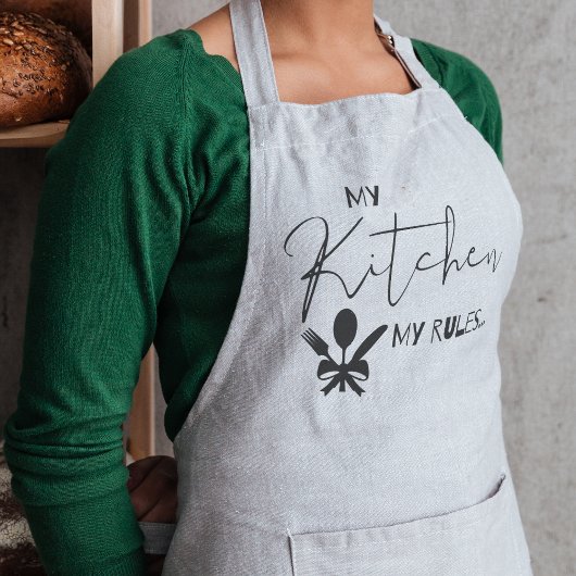 白黒シンプルマイキッチンマイルールエプロン スタンダードエプロン