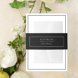 白黒シンプルミニマエレガントリス結婚ト 招待状ベリーバンド