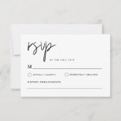 白黒シンプルミニマモダンリス結婚ト 出欠カード (正面)