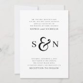 白黒シンプルミニマモダンリス結婚ト 招待状 (正面)