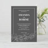 白黒シンプルミニマリストエレガントウェディング 招待状 (スタンド正面)