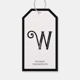 白黒シンプルミニマリスト動揺してモノグラム ギフトタグ
