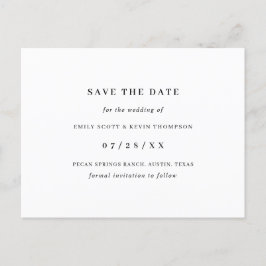 白黒シンプルミニマリスト日付の保存 案内ポストカード