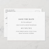 白黒シンプルミニマリスト日付の保存 案内ポストカード (正面/裏面)