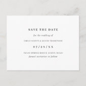 白黒シンプルミニマリスト日付の保存 案内ポストカード (正面)