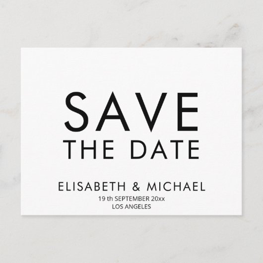 白黒シンプルミニマルトレンディーエレガント 案内ポストカード (正面)