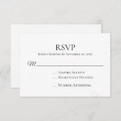 *~*白黒シンプルミニマルモダン結婚の 出欠カード (正面/裏面)