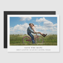 白黒シンプルミニマル写真日付の保存 マグネット招待状