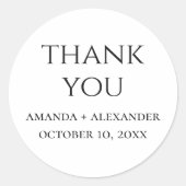 白黒シンプルミニマ結婚リストの感謝していユーズ ラウンドシール (正面)