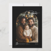 白黒シンプルメリークリスマススクリプト写真 シーズンカード (正面)