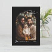 白黒シンプルメリークリスマススクリプト写真 シーズンカード (スタンド正面)