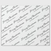 白黒シンプルメリークリスマスファミリー名 ラッピングペーパー (フラット)