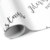 白黒シンプルメリークリスマスファミリー名 ラッピングペーパー (ロールコーナー)