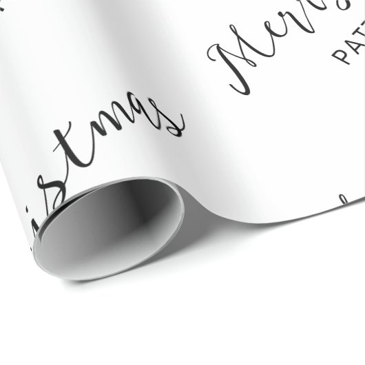 白黒シンプルメリークリスマスファミリー名 ラッピングペーパー (ロールコーナー)