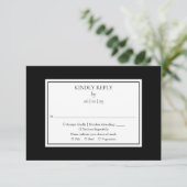 白黒シンプルモダンクラシック結婚 出欠カード (スタンド正面)