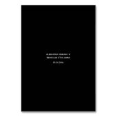 白黒シンプルモダン結婚表の番号 テーブルナンバー (裏面)