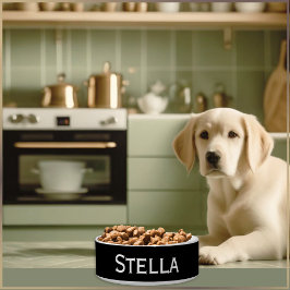 白黒シンプルモノクロ名ペット ボウル