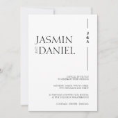 白黒シンプルモノグラムイニシャル結婚ズ 招待状 (正面)